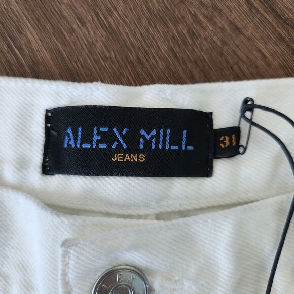 ALEX MILL Alek Relaxed Wide Leg Jeans 31 Sea Salt White Classic Minimalist Denim - Picture 6 of 9